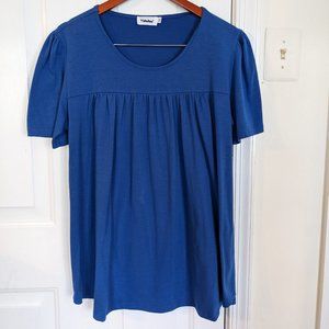 Yidarton Women's Flowy Pleat Top, Blue, 2XL